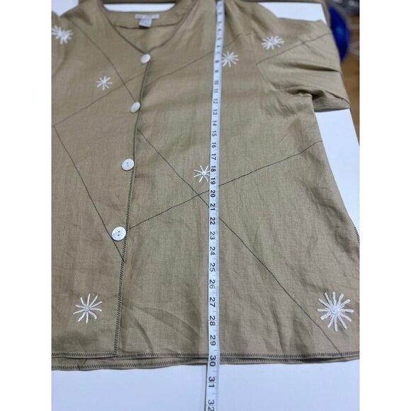 Annie Alexander Linen Skirt Jacket Top Khaki 22W Plus Cottagecore Vintage Retro - Picture 14 of 16